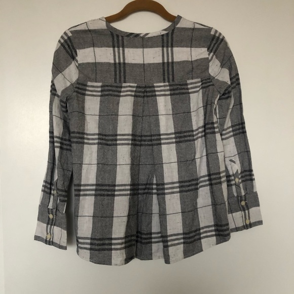 Madewell Gray & White Window Pane Button Blouse - Picture 5 of 6